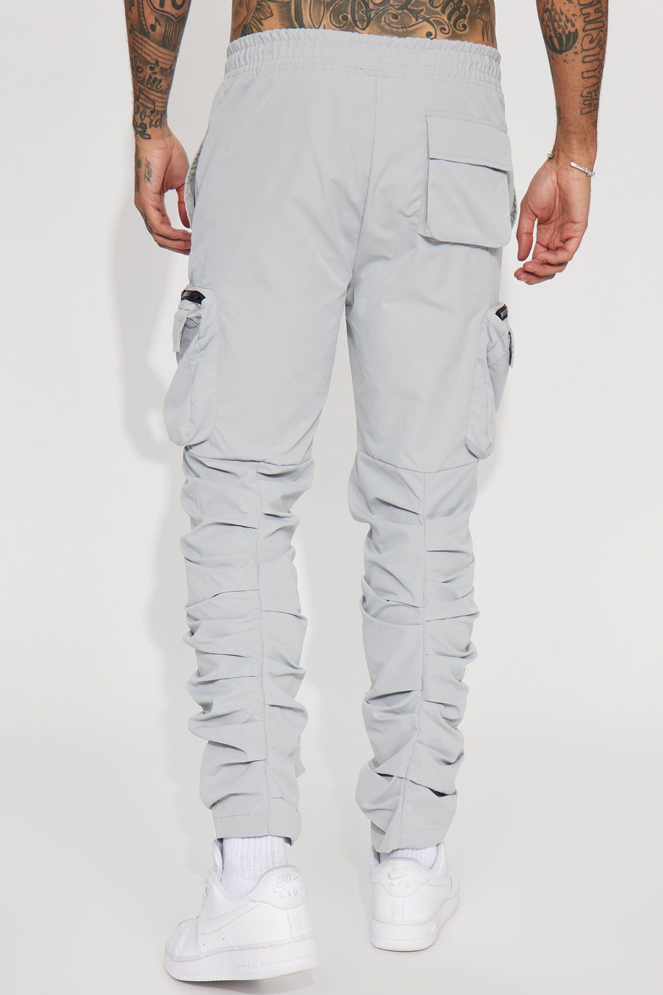 Stacked Ruched Nylon Cargo Pants - Grey sold by Fashion Nova product image thumbnail 6