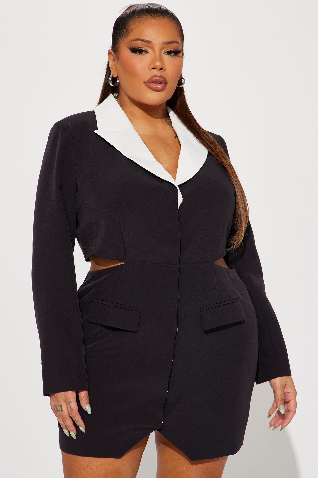 Blair Mini Blazer Dress - Black/White sold by Fashion Nova product image thumbnail 5