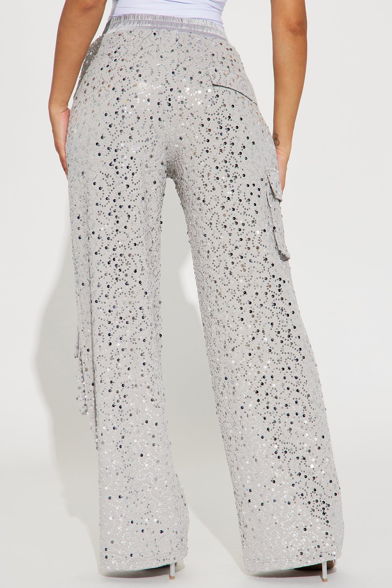 Cheer Up Sequin Cargo Pant - Grey sold by Fashion Nova product image thumbnail 3