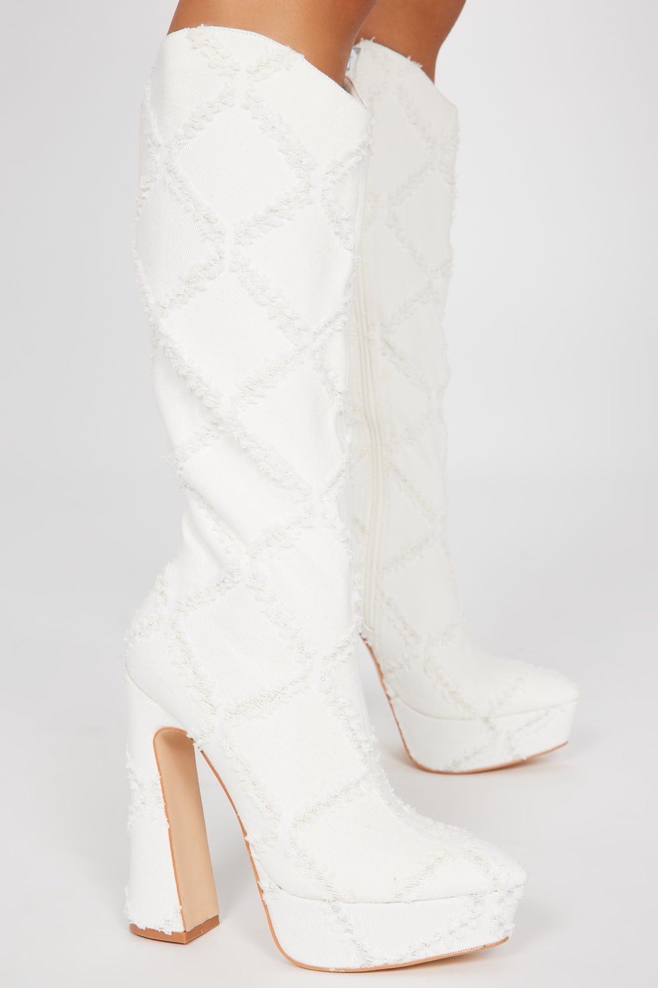I'm All That Knee High Heeled Boots - White sold by Fashion Nova product image thumbnail 3
