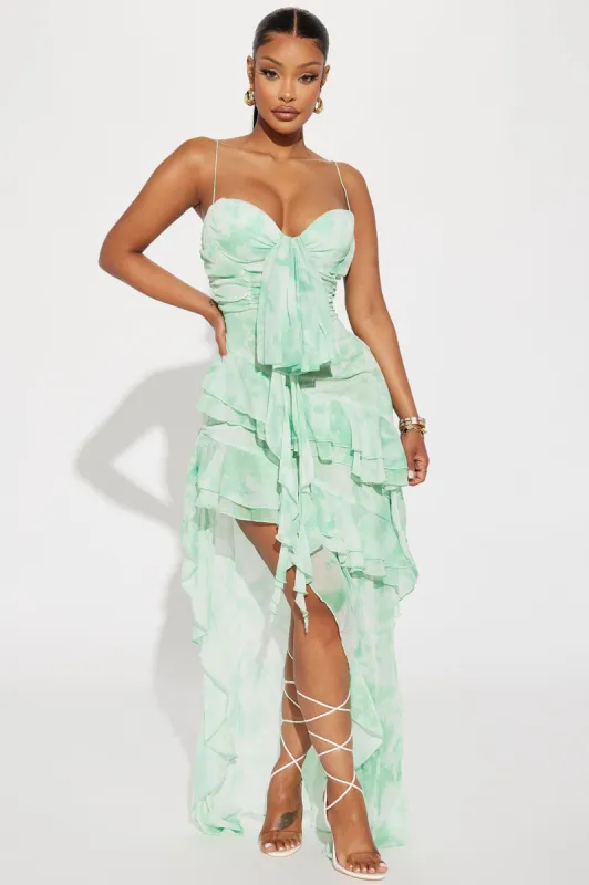 Julia Printed Maxi Dress - Green/combo sold by Fashion Nova