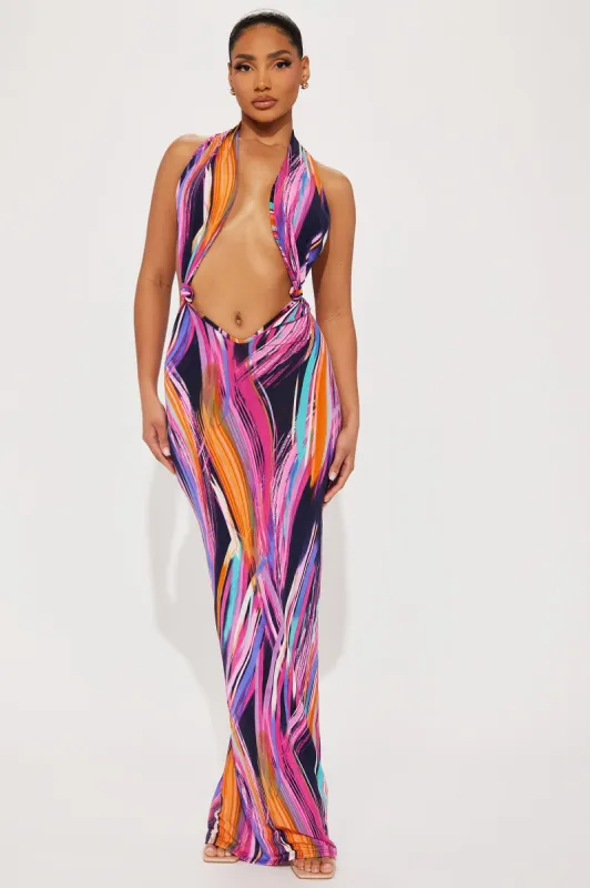 Ivanka Backless Maxi Dress - Multi Color sold by Fashion Nova