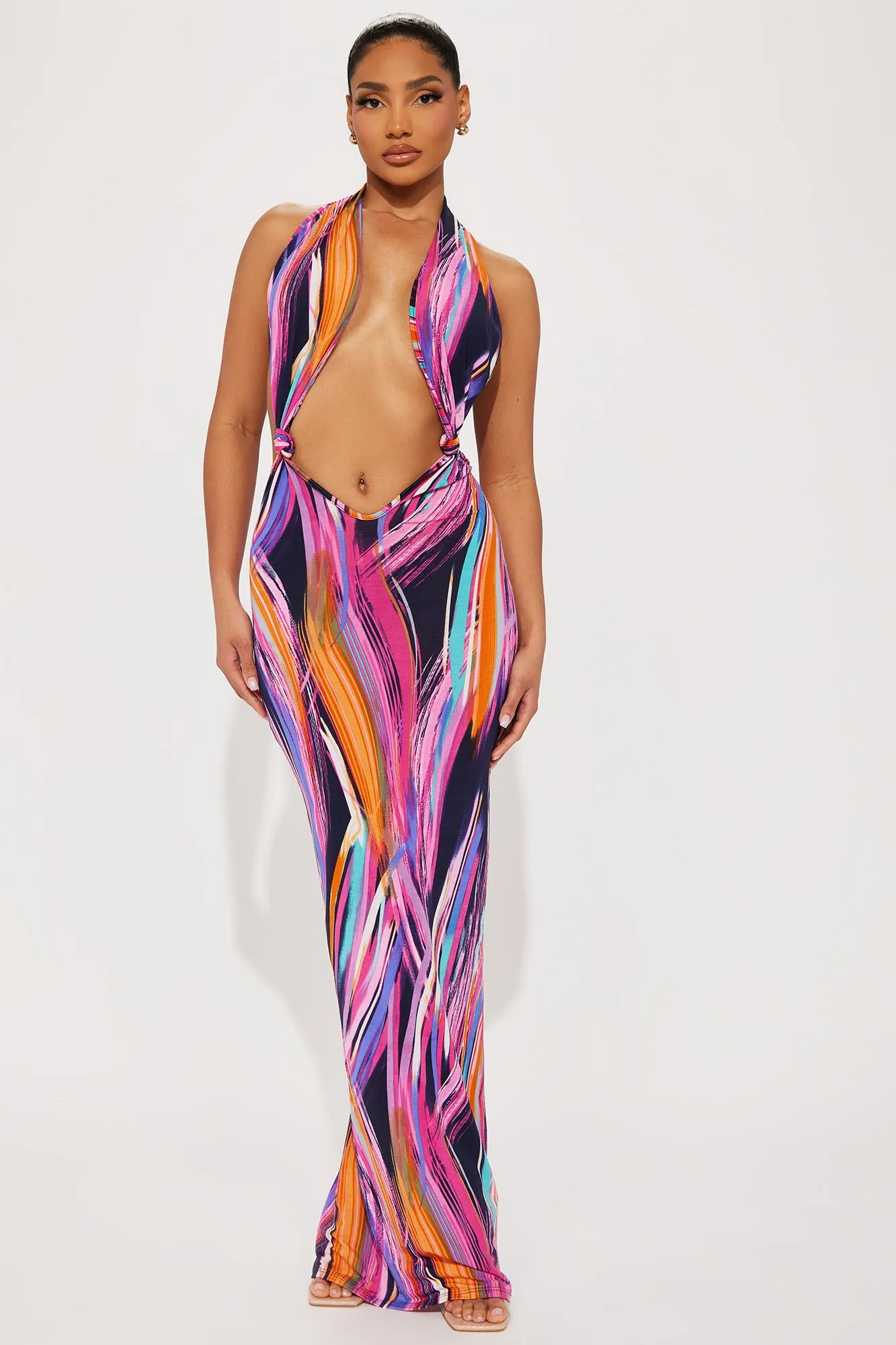 Ivanka Backless Maxi Dress - Multi Color sold by Fashion Nova