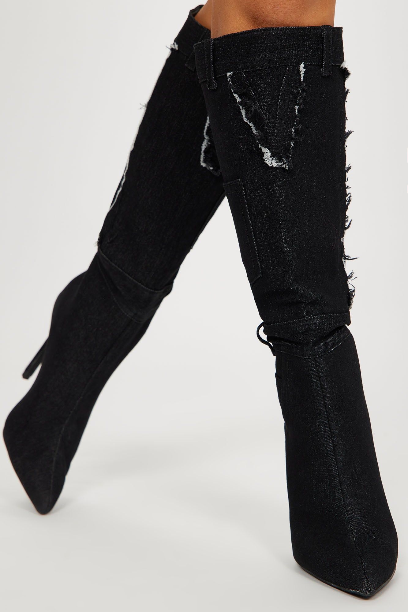 Brynlee Denim Knee High Boots - Black Wash sold by Fashion Nova product image thumbnail 2