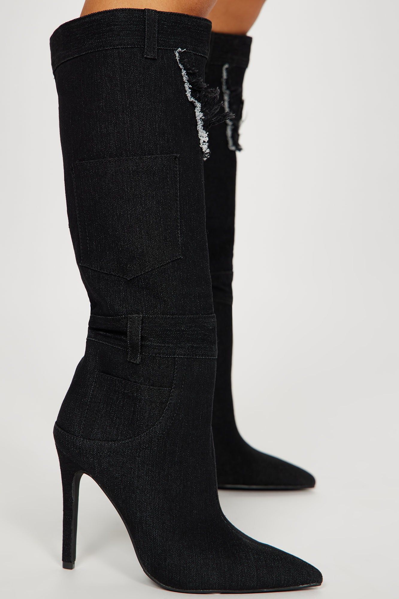 Brynlee Denim Knee High Boots - Black Wash sold by Fashion Nova product image thumbnail 3