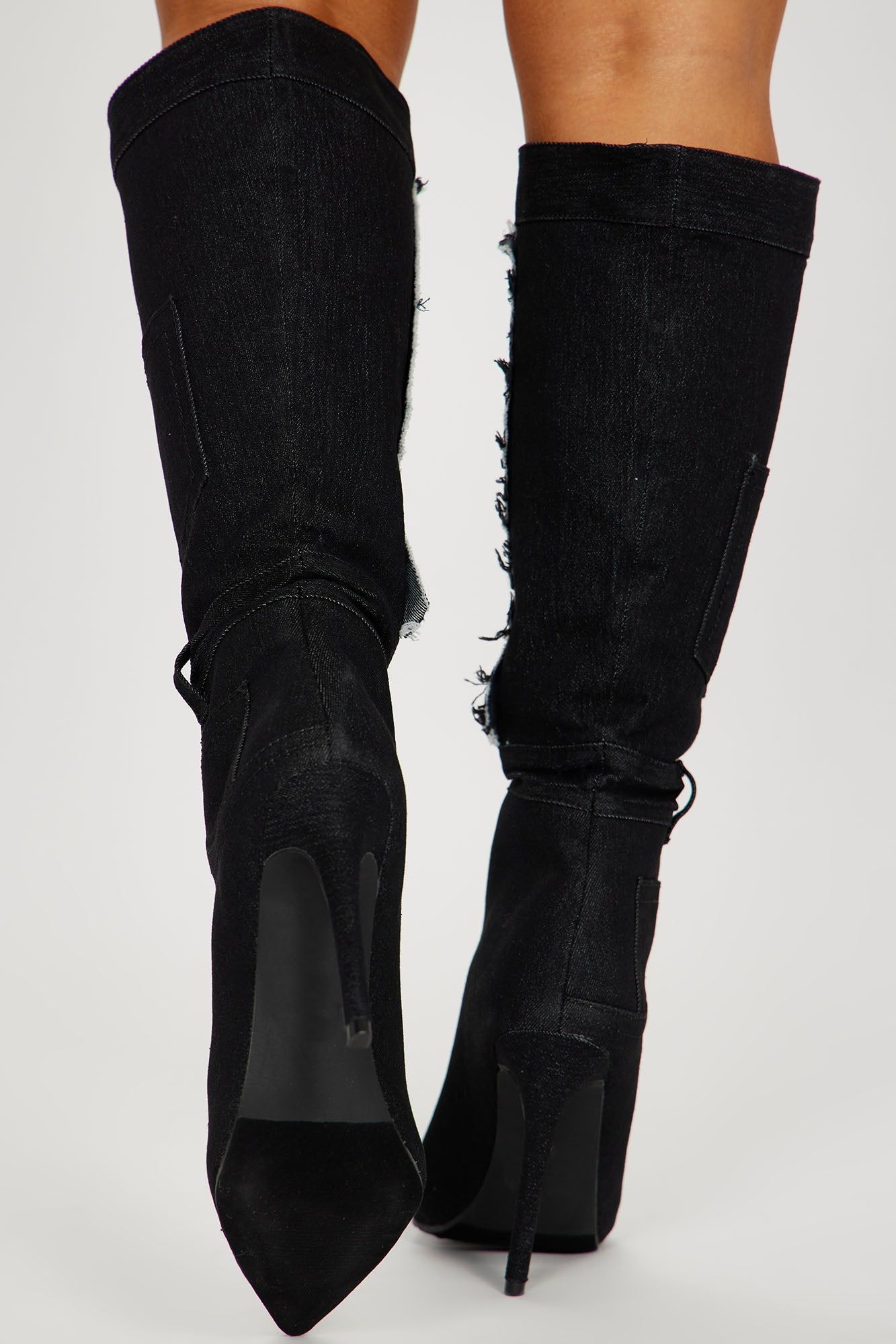 Brynlee Denim Knee High Boots - Black Wash sold by Fashion Nova product image thumbnail 4