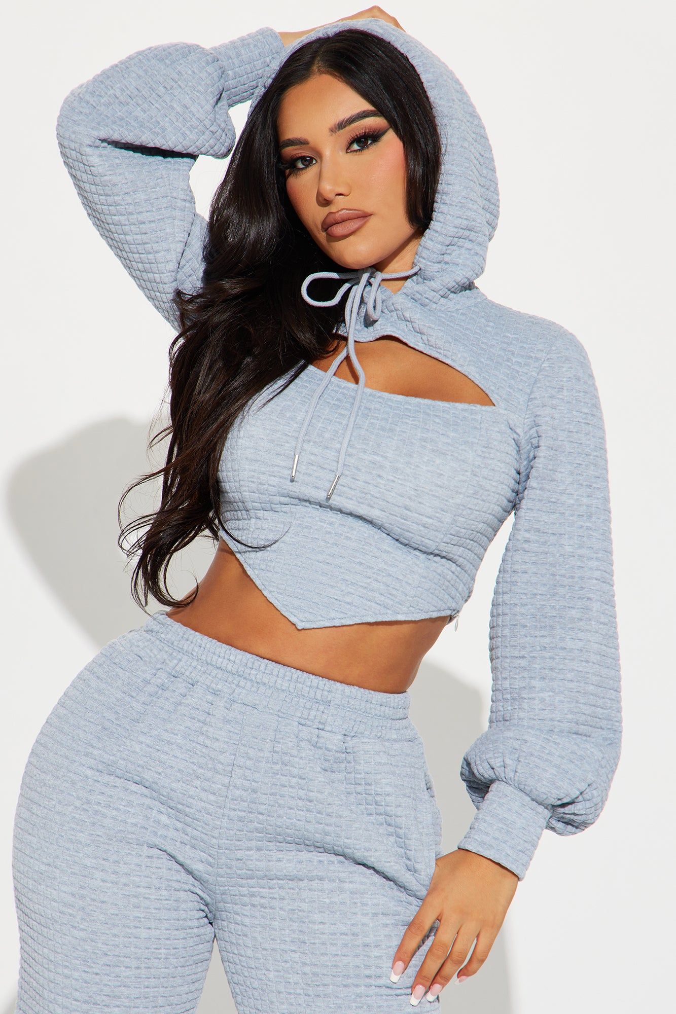 Amalia Textured Jogger Set - Heather Grey sold by Fashion Nova product image thumbnail 2