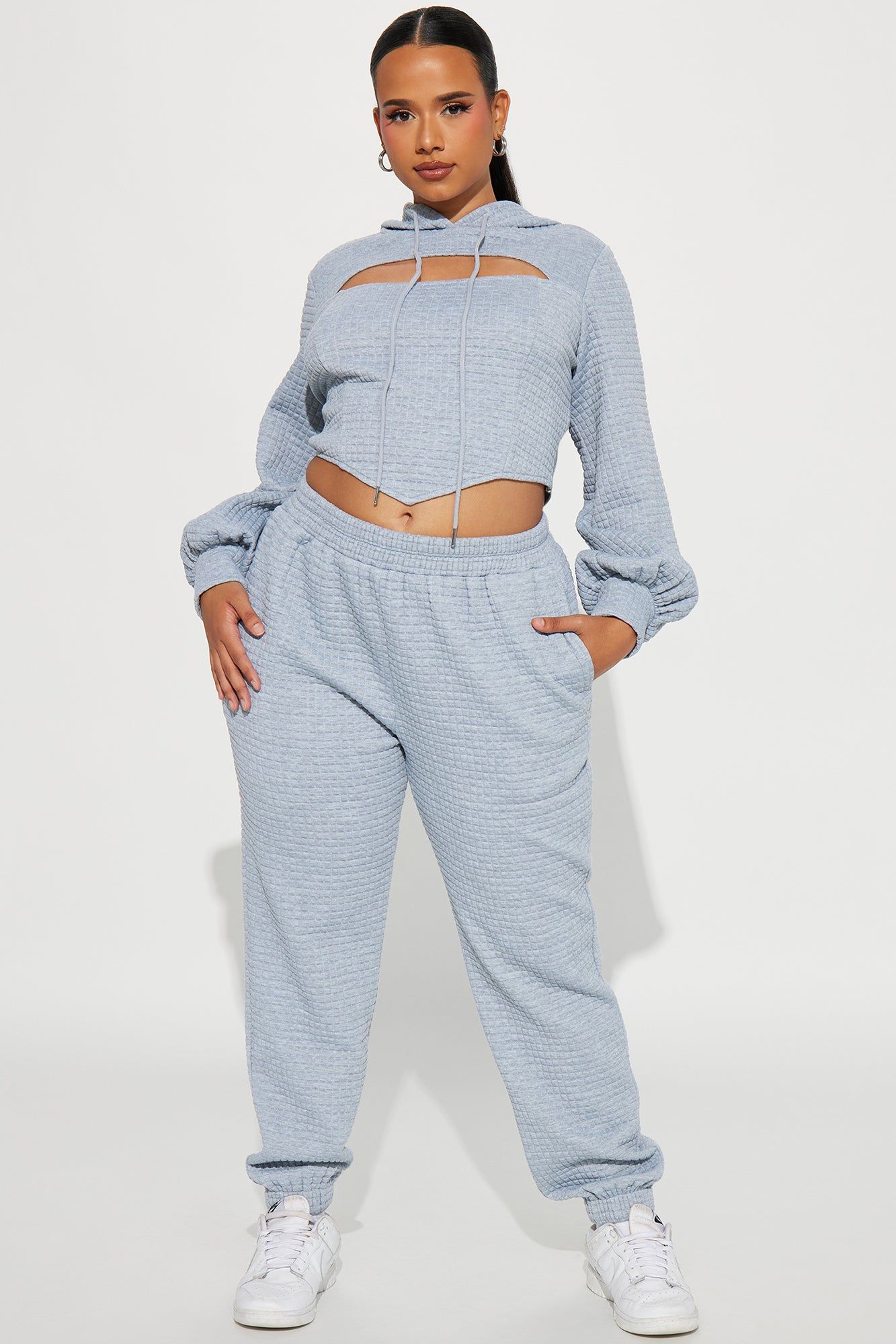 Amalia Textured Jogger Set - Heather Grey sold by Fashion Nova product image thumbnail 4