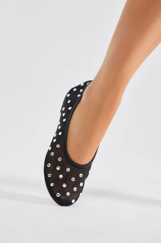 See Me Again Rhinestone Ballet Flats - Black sold by Fashion Nova