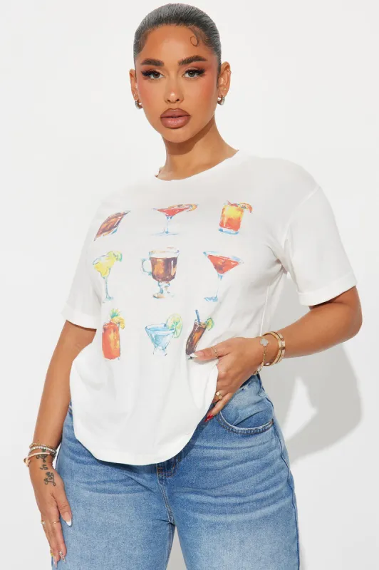 Happy Hour Menu Tee - Off White sold by Fashion Nova