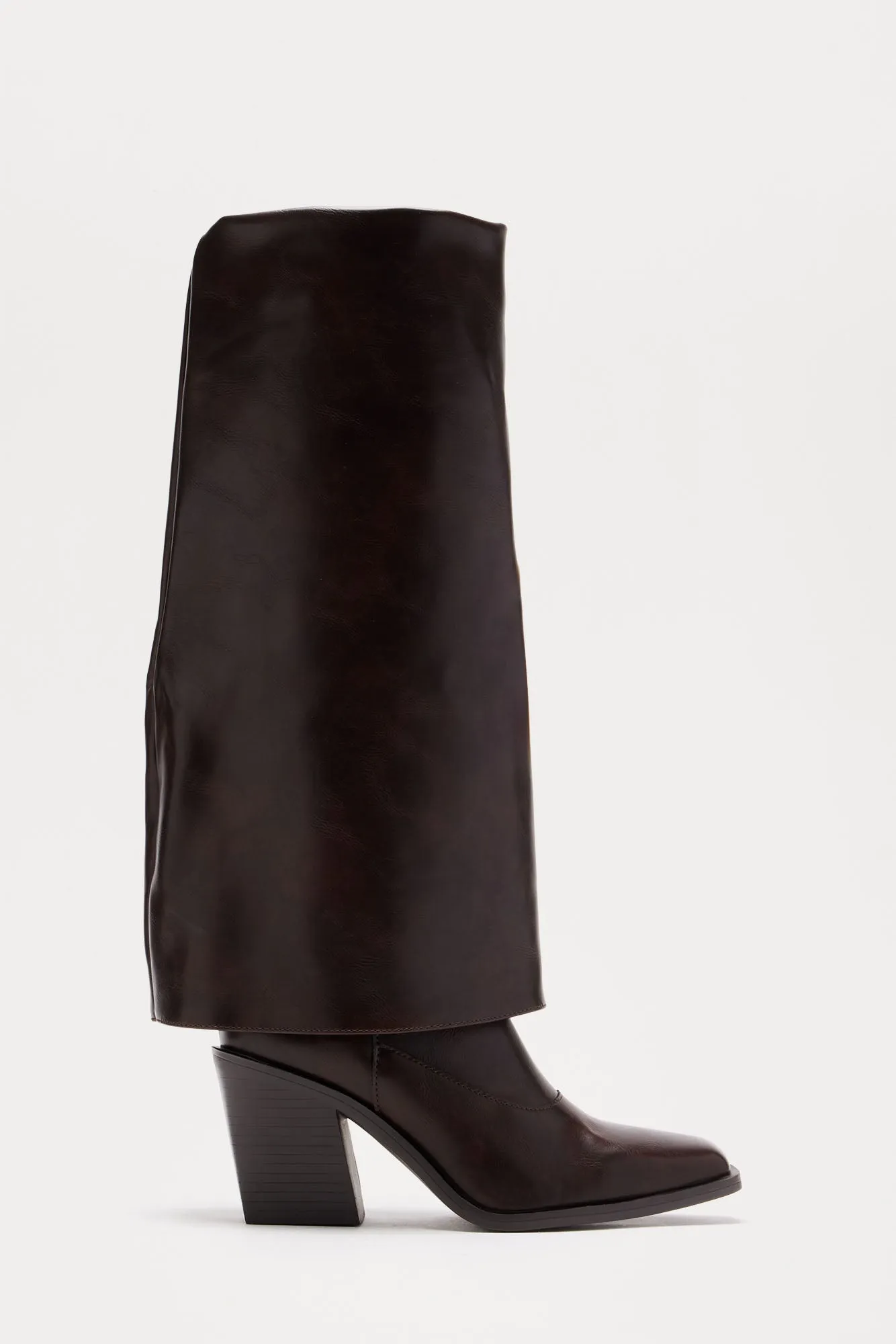 Breaking Through Knee High Boots - Chocolate sold by Fashion Nova