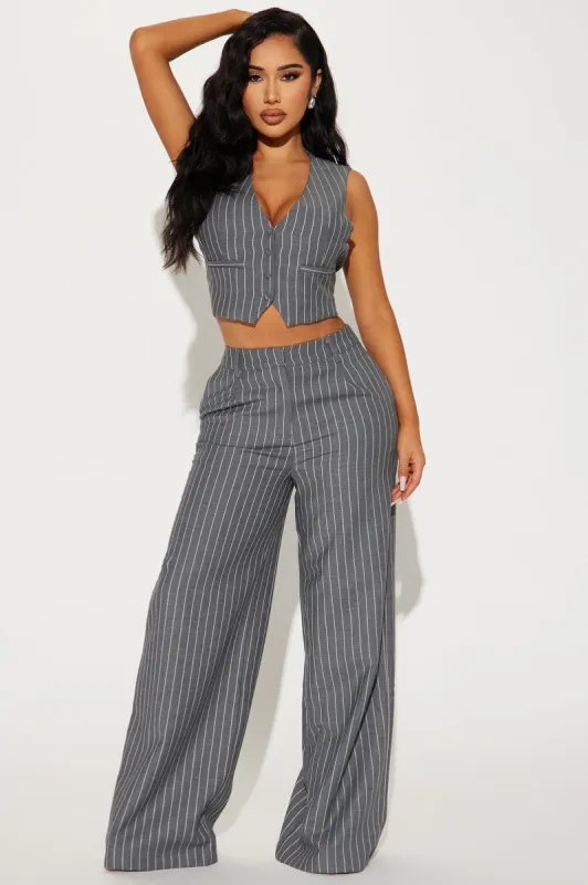She's In Control Vest Pant Set  - Grey sold by Fashion Nova
