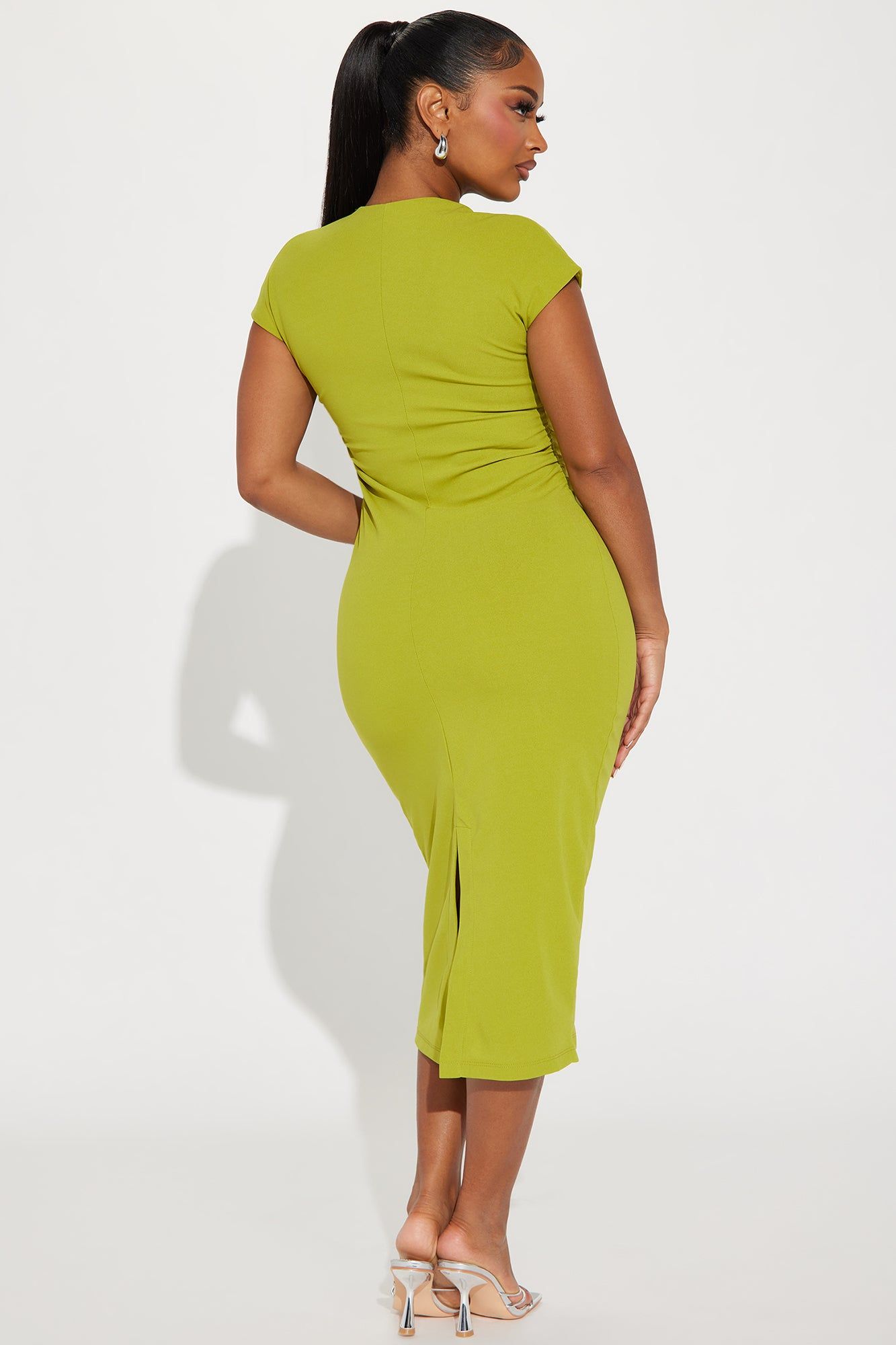 Liv Ruched Midi Dress - Lime sold by Fashion Nova product image thumbnail 3