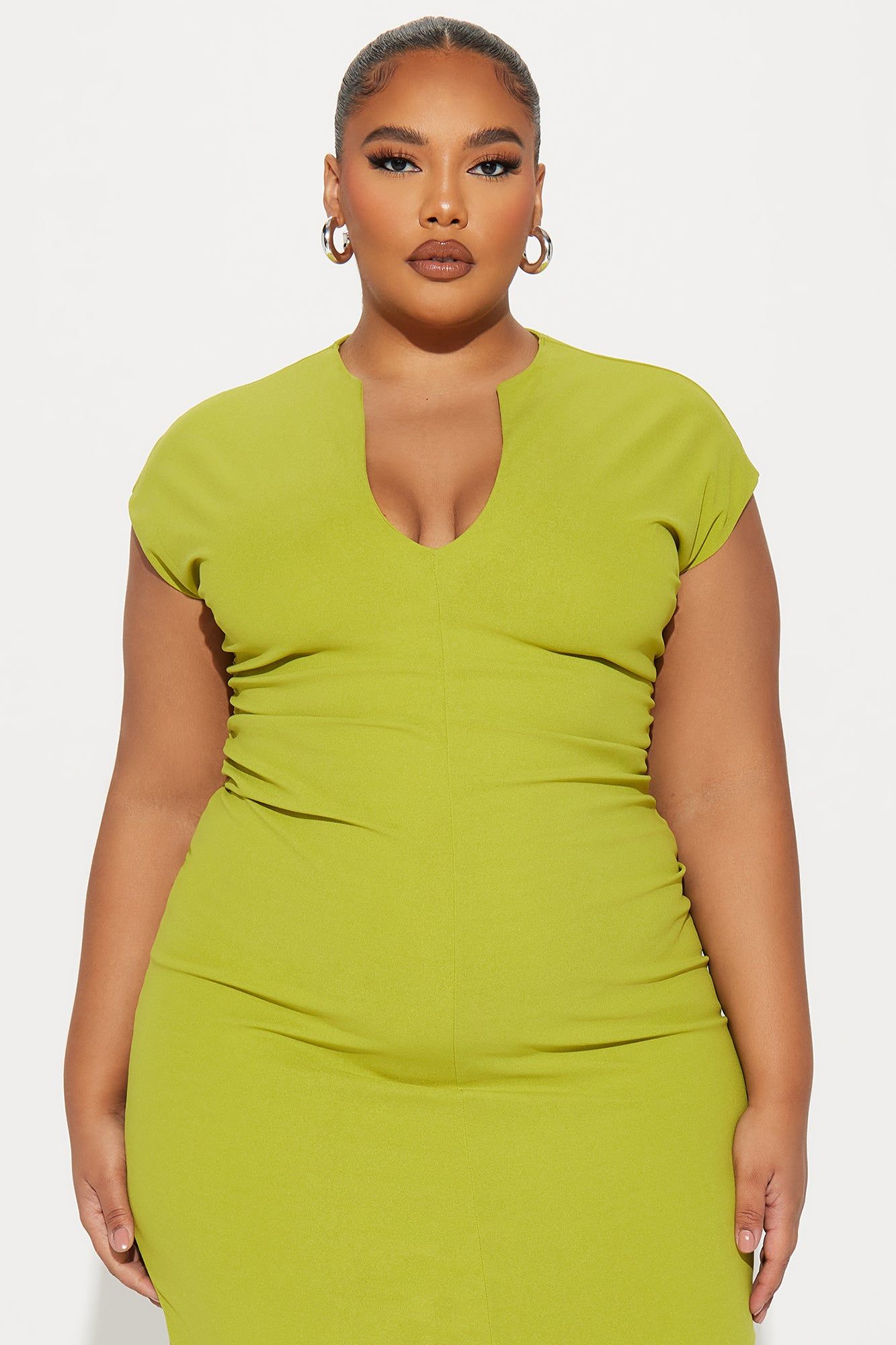 Liv Ruched Midi Dress - Lime sold by Fashion Nova product image thumbnail 5