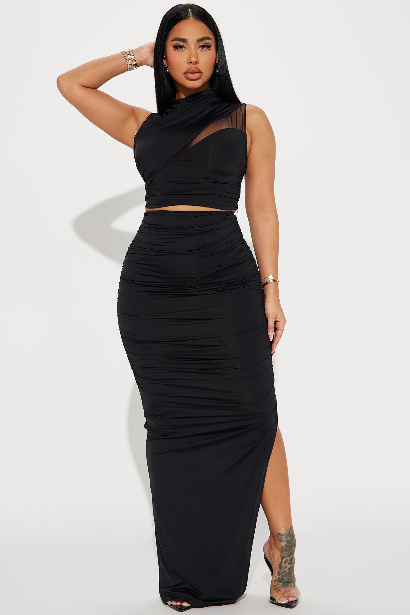 Gorgeous You Double Lined Skirt Set - Black sold by Fashion Nova