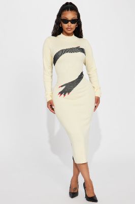 A Little Handsy Midi Dress - Yellow sold by Fashion Nova