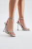 Feel The Mood Rhinestone Heeled Sandals - Silver sold by Fashion Nova