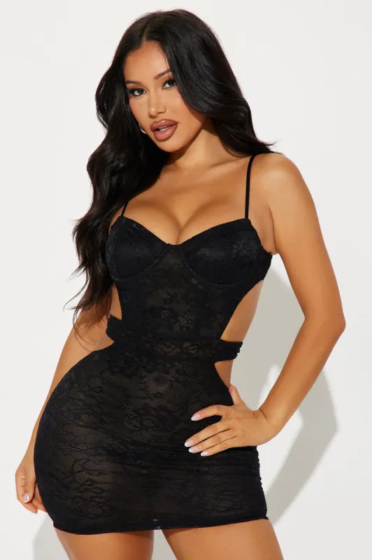 Tempt Her Lace Mini Dress - Black sold by Fashion Nova