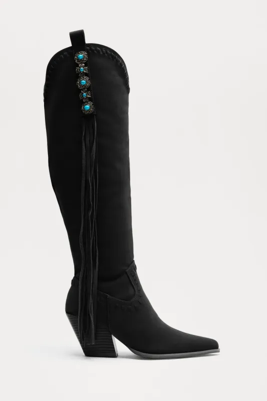 Henley Knee High Cowboy Boots - Black sold by Fashion Nova