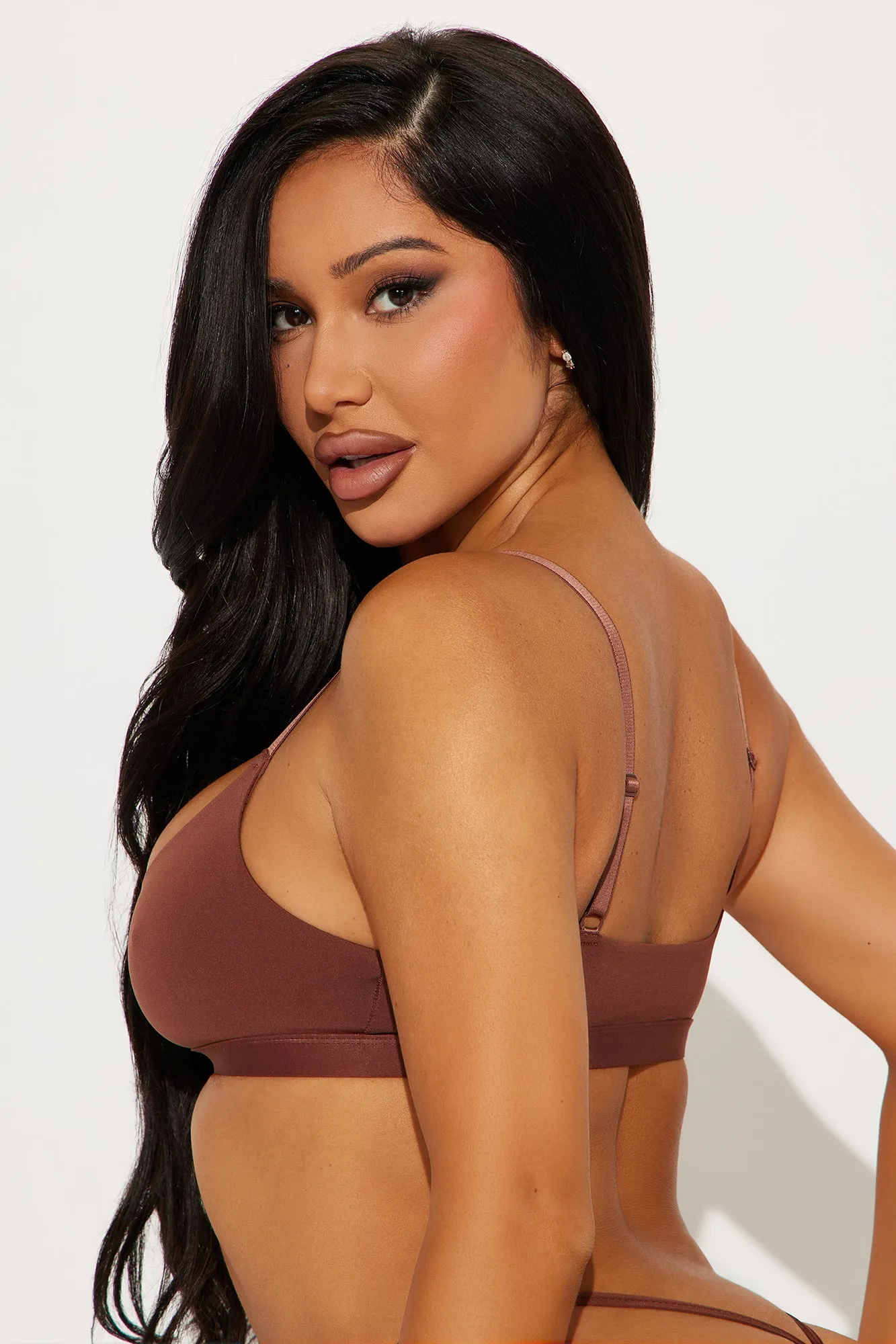 Light As A Feather Microfiber Scoop Bralette - Chocolate sold by Fashion Nova product image thumbnail 3