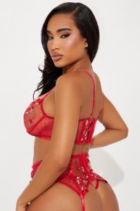 Summer Love Cherry Embroidered 3 Piece Garter Set - Red sold by Fashion Nova