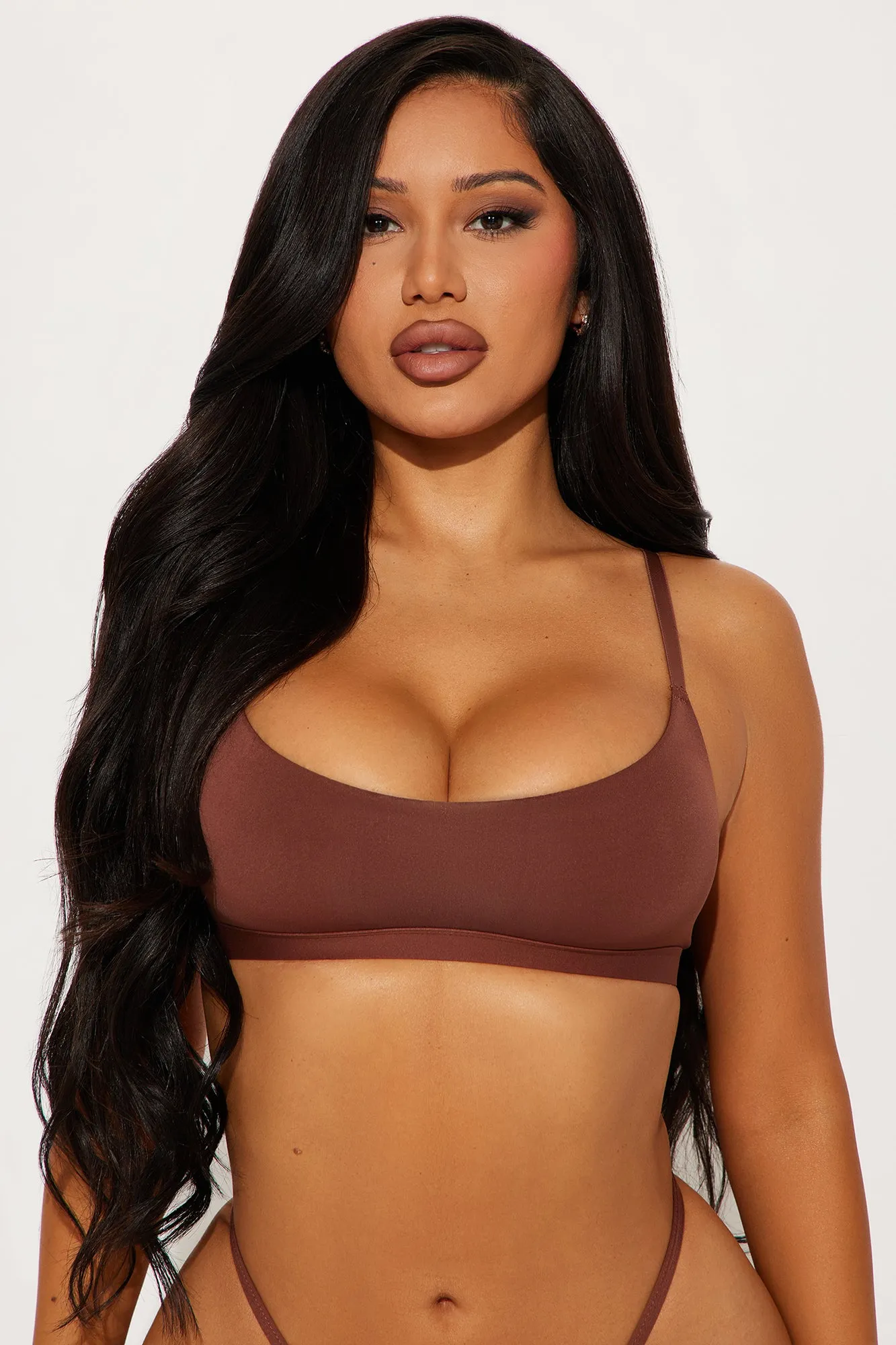 Light As A Feather Microfiber Scoop Bralette - Chocolate sold by Fashion Nova