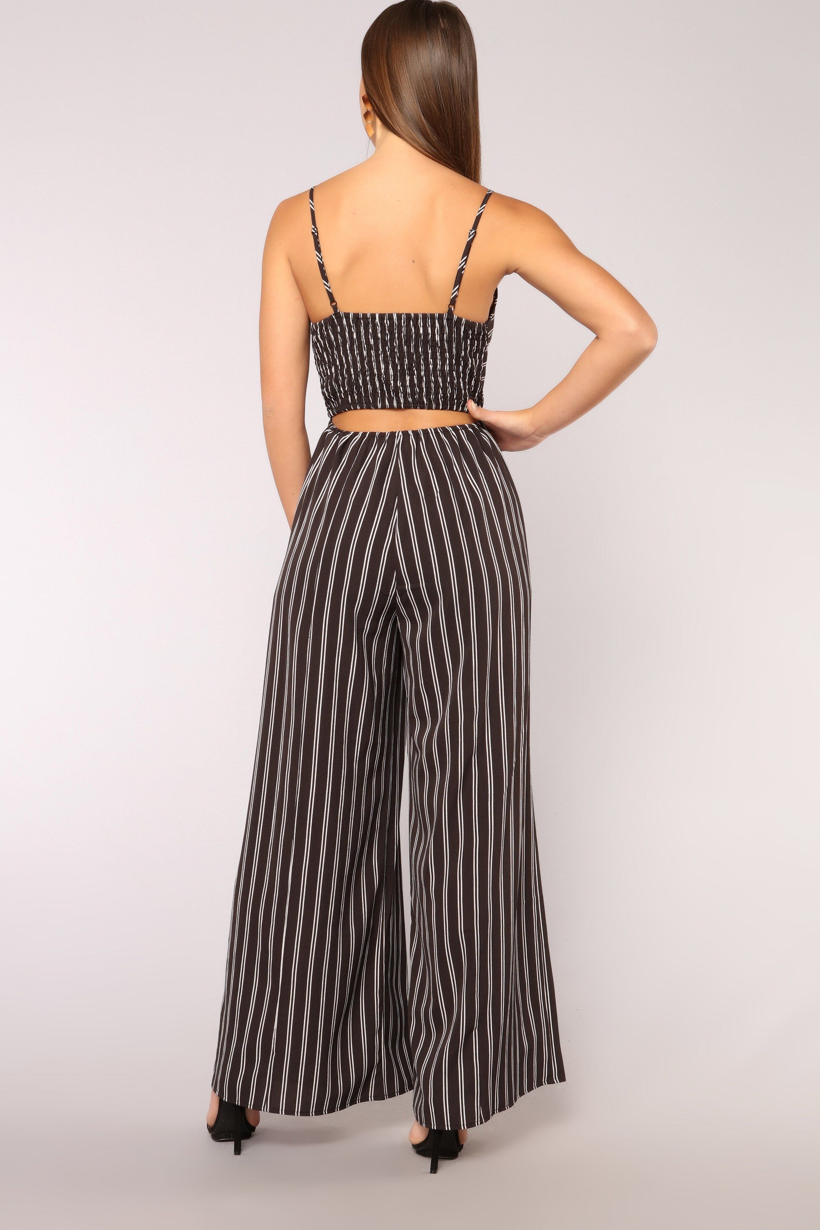 Social Networking Stripe Jumpsuit - Black/White sold by Fashion Nova product image thumbnail 4