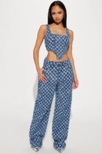 Go With It Distressed Denim Pant Set - Dark Wash sold by Fashion Nova