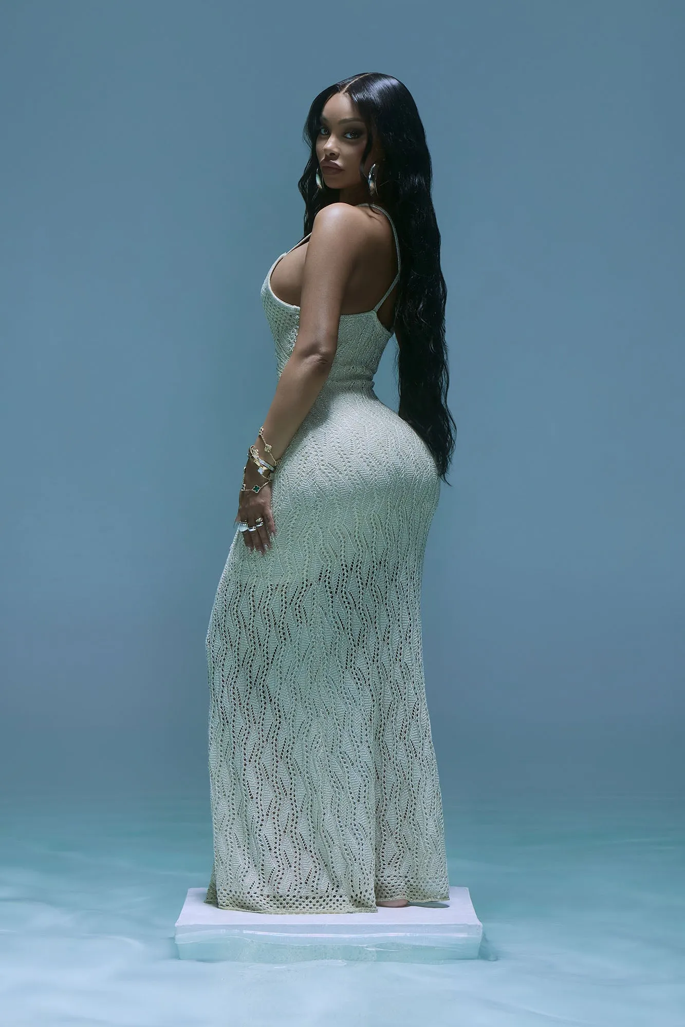 Bailey Glitter Crochet Maxi Dress - Silver sold by Fashion Nova product image thumbnail 3