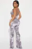 Sticking Around Jumpsuit  - Purple/combo sold by Fashion Nova