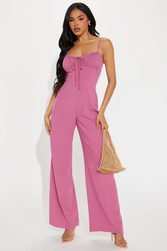 Maui Beach Linen Jumpsuit - Marsala sold by Fashion Nova