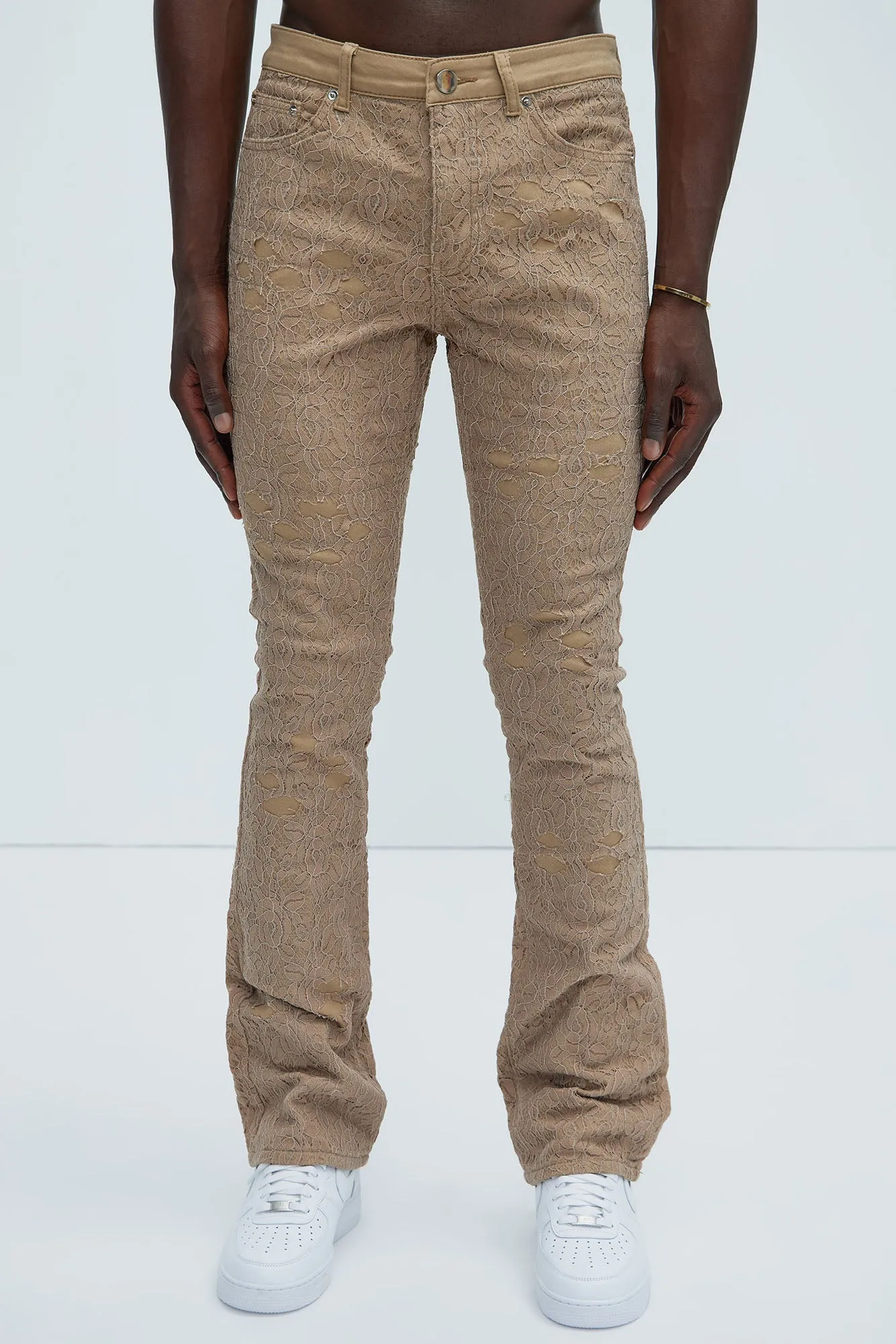 No Trace Just Lace Stacked Skinny Flare Pants - Tan sold by Fashion Nova product image thumbnail 3