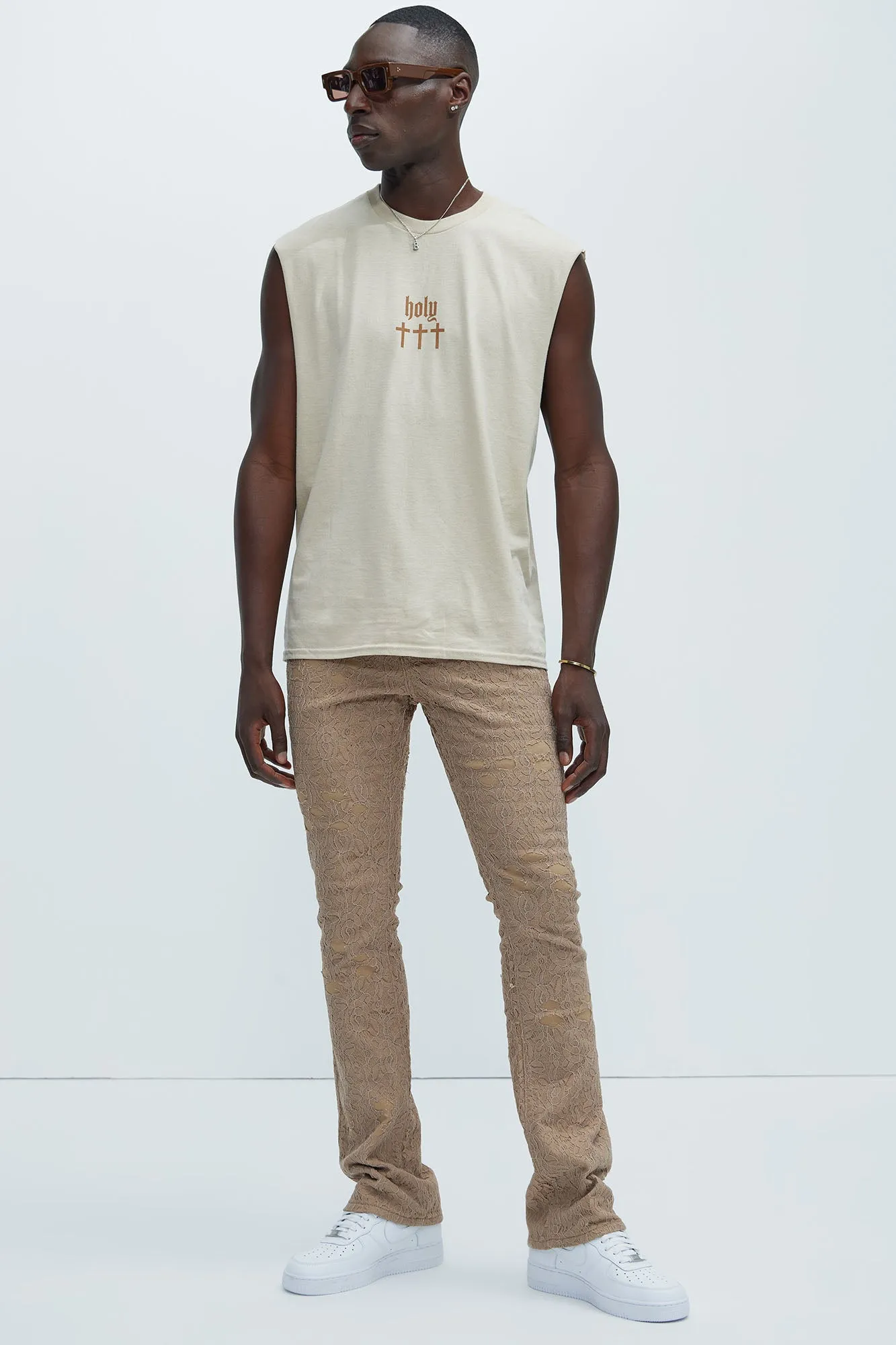 No Trace Just Lace Stacked Skinny Flare Pants - Tan sold by Fashion Nova product image thumbnail 2