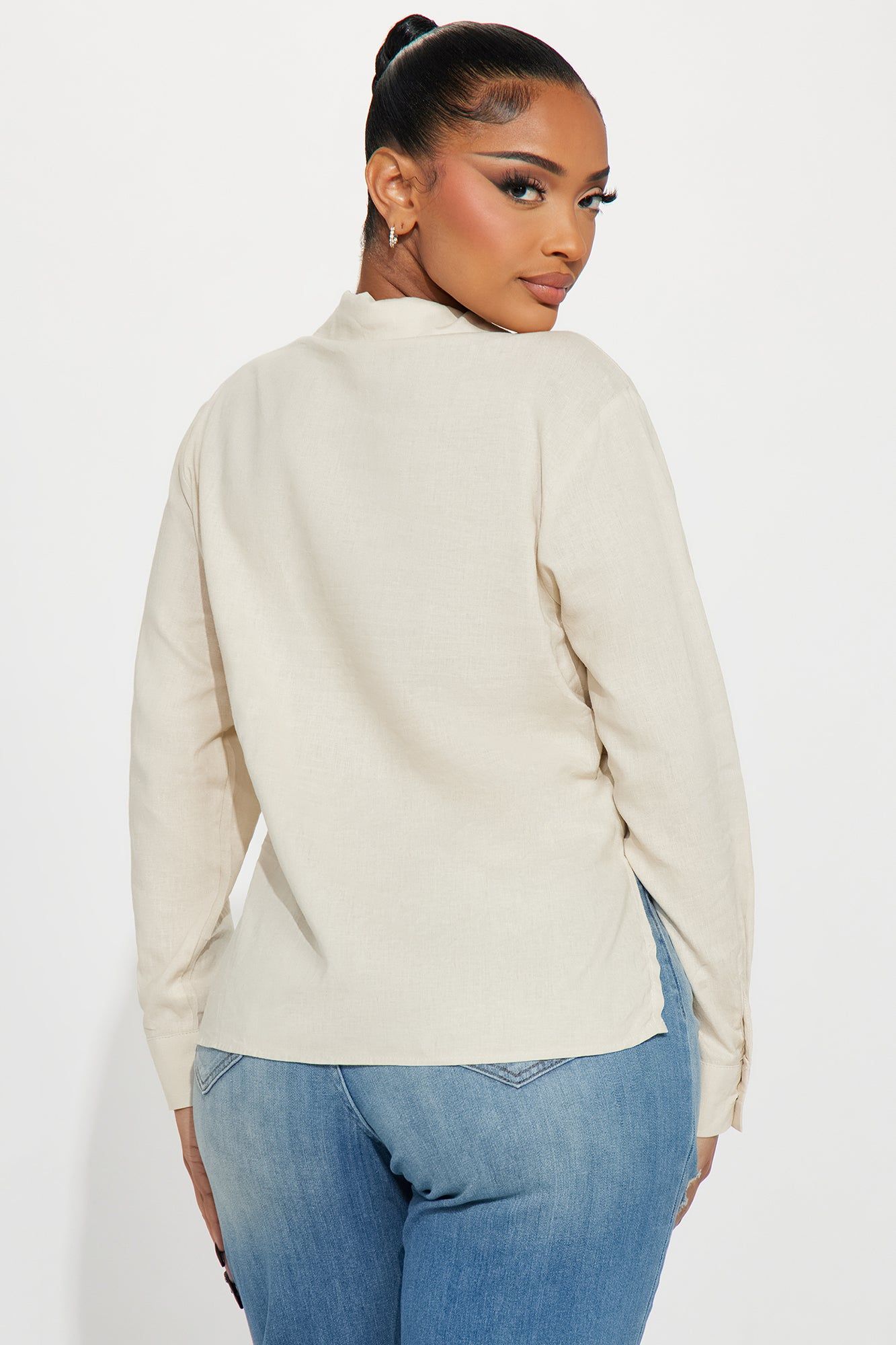 Ollie Linen Shirt - Khaki sold by Fashion Nova product image thumbnail 3