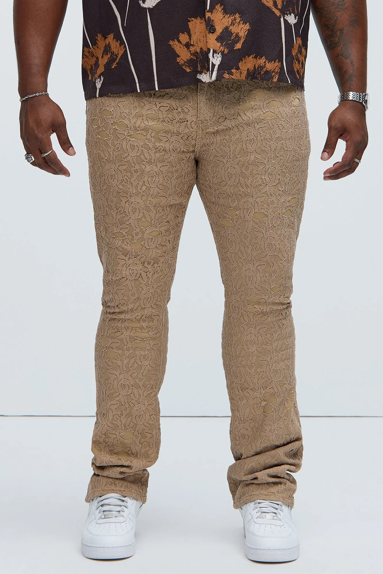 No Trace Just Lace Stacked Skinny Flare Pants - Tan sold by Fashion Nova product image thumbnail 5
