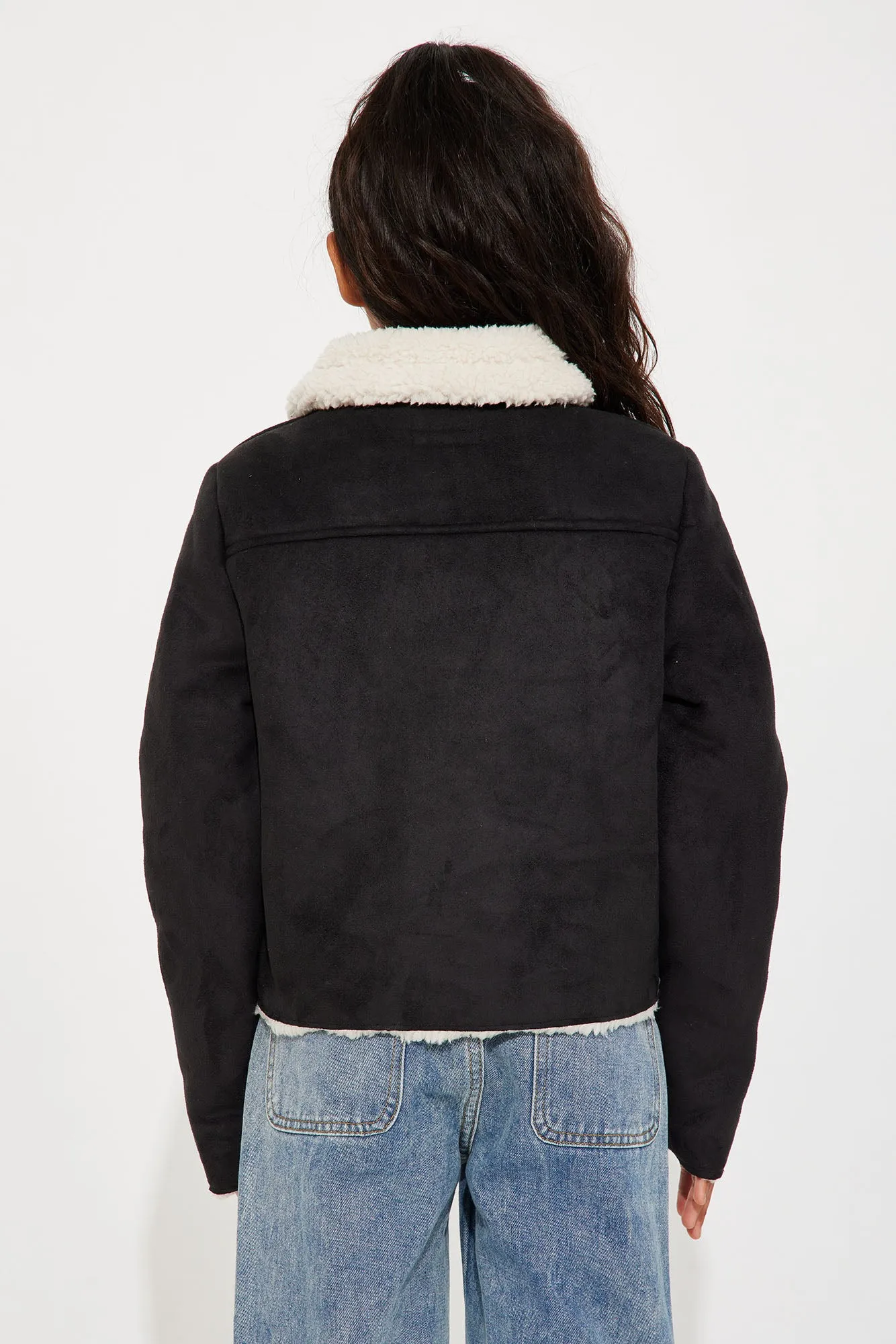 Mini Cold Yet Cute Sherpa Lined Moto Jacket - Black sold by Fashion Nova product image thumbnail 3