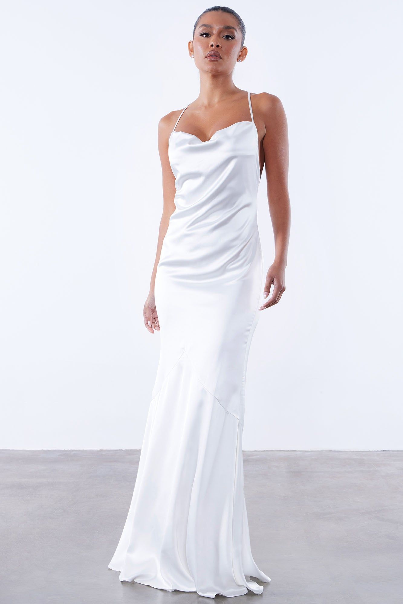 Alice Satin Maxi Dress - White sold by Fashion Nova