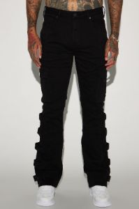 Cadell Stacked Slim Flare Cargo Pants - Black sold by Fashion Nova