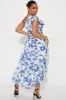 Roses Are Red Chiffon Maxi Dress - Blue/combo sold by Fashion Nova
