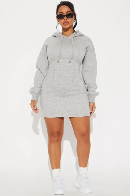 Cool Days Mini Sweatshirt Dress - Heathered Grey sold by Fashion Nova
