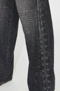 Broken Promises Baggy Moto Jeans - Black Wash sold by Fashion Nova