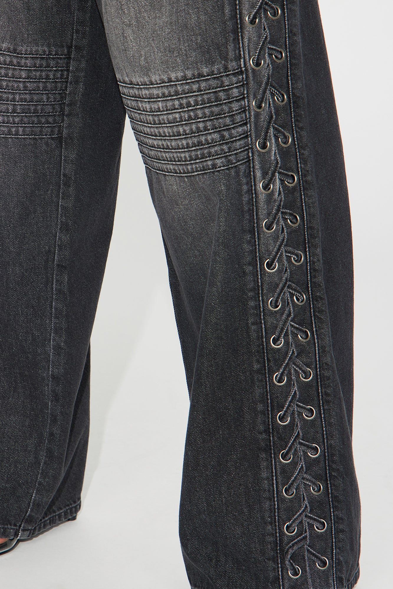 Broken Promises Baggy Moto Jeans - Black Wash sold by Fashion Nova product image thumbnail 3