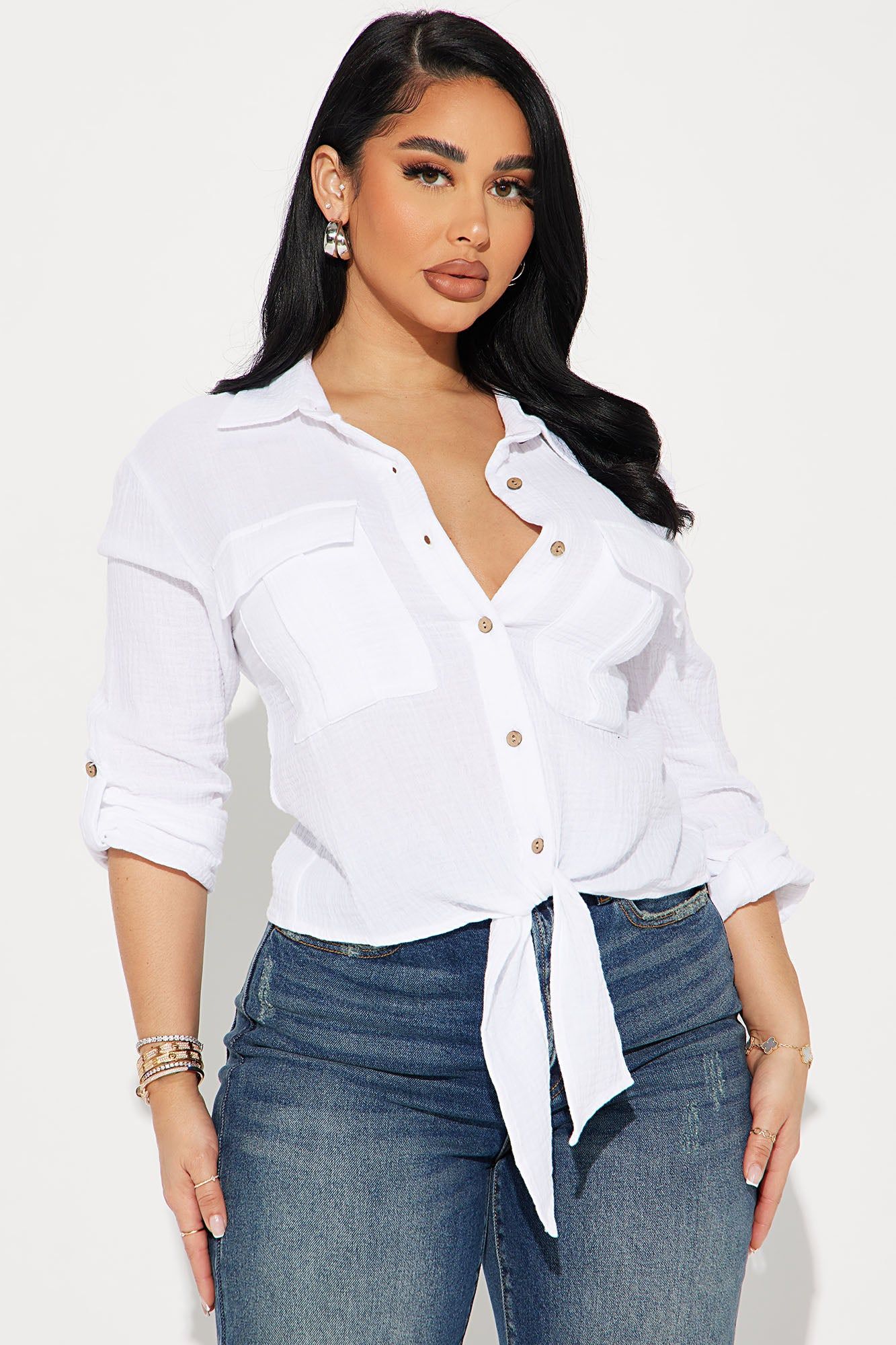 Huntington Shirt - White sold by Fashion Nova