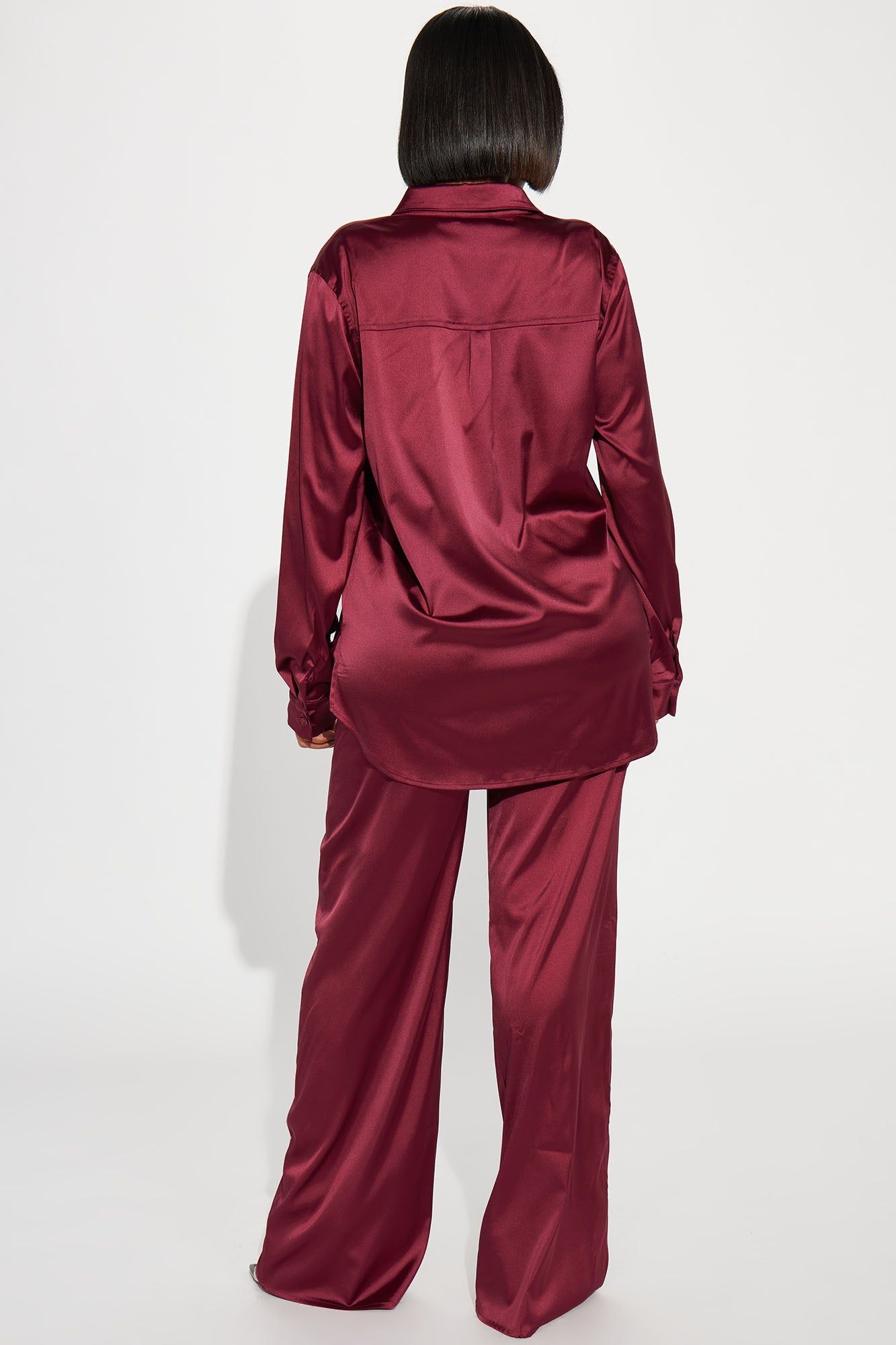 Mila Satin Pant Set - Burgundy sold by Fashion Nova product image thumbnail 3