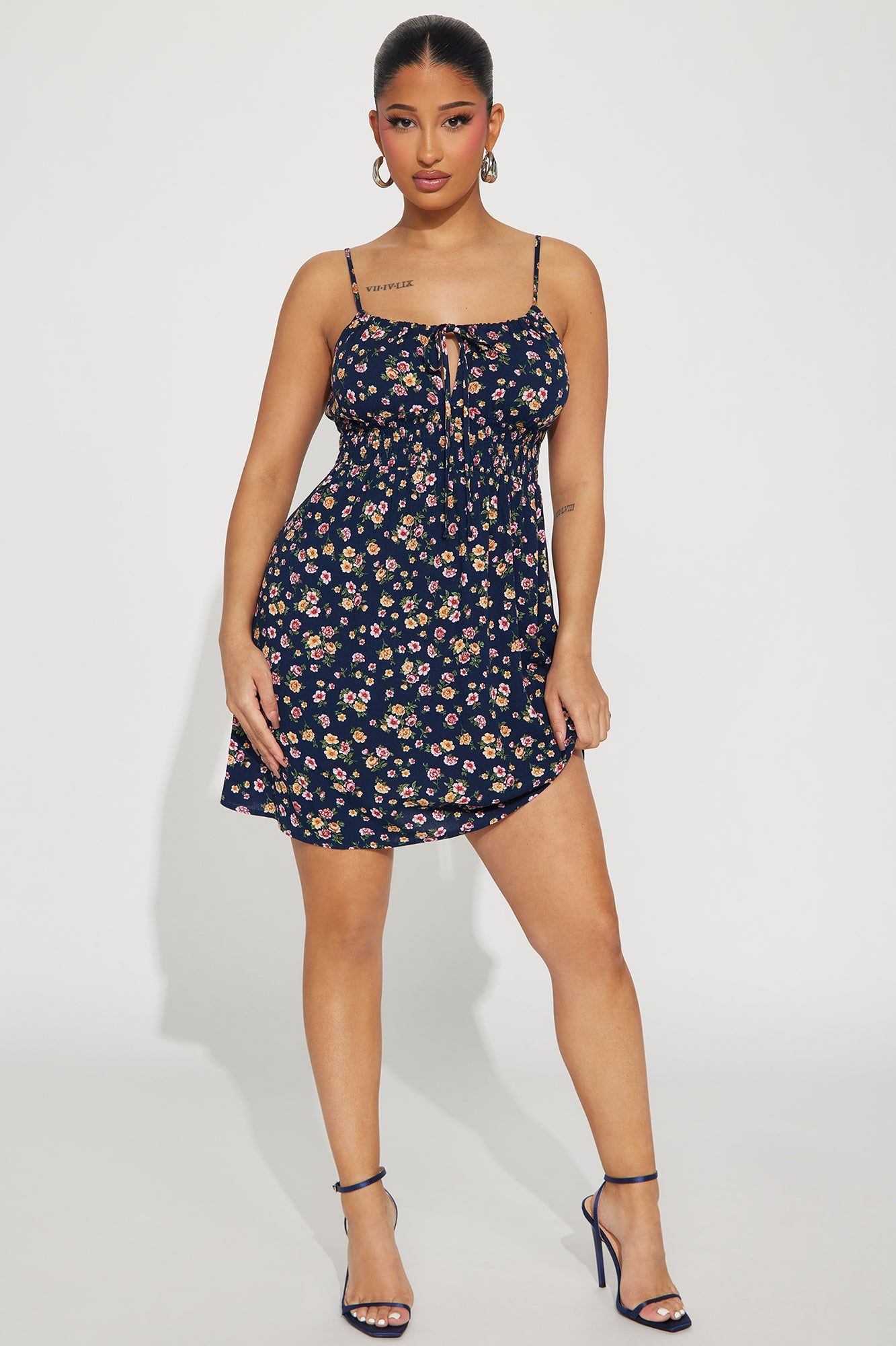 Abby Floral Mini Dress - Navy sold by Fashion Nova
