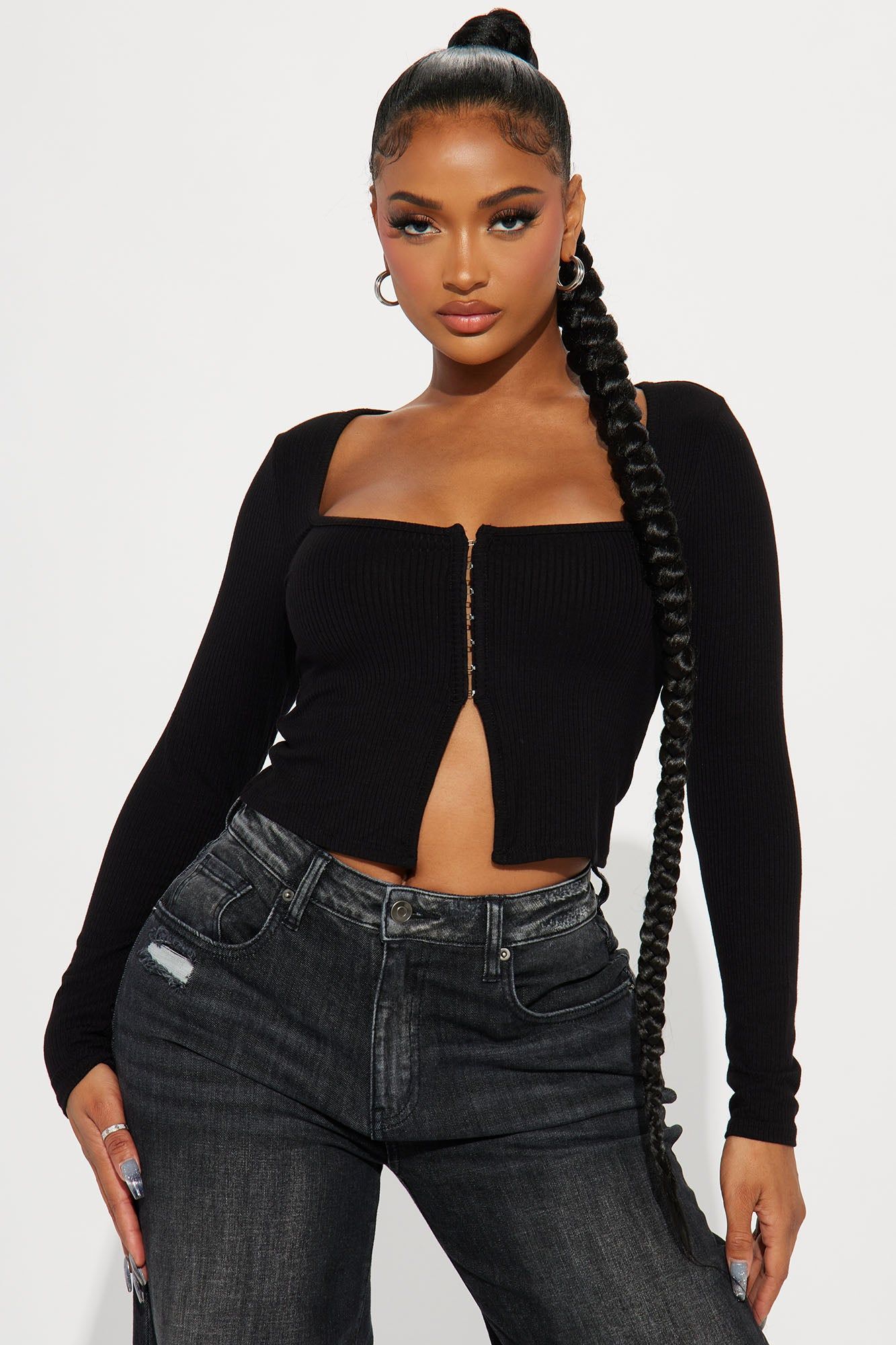 Alana Ribbed Top - Black sold by Fashion Nova