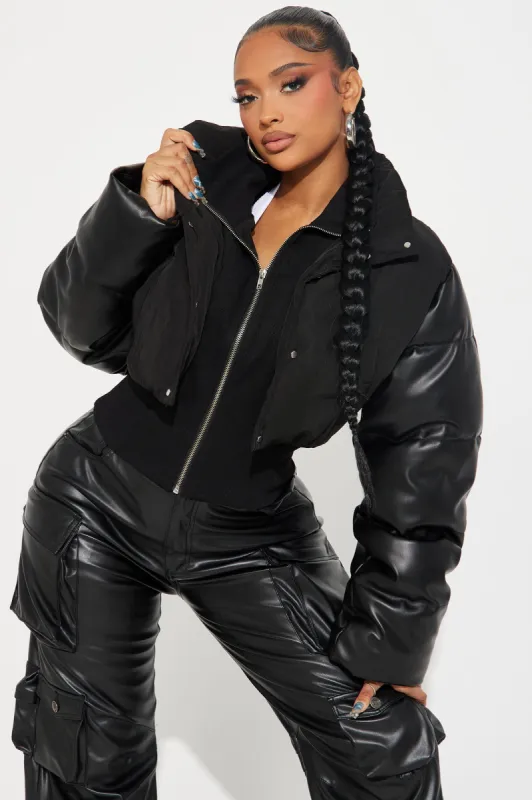 Big Energy Puffer Jacket - Black sold by Fashion Nova