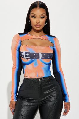 Natural Attraction Top - Orange/combo sold by Fashion Nova