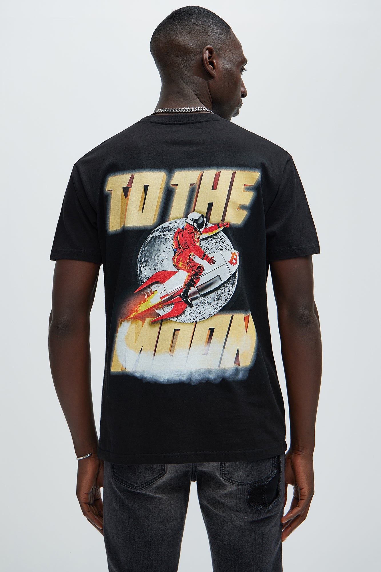 To The Moon Short Sleeve Tee - Black sold by Fashion Nova