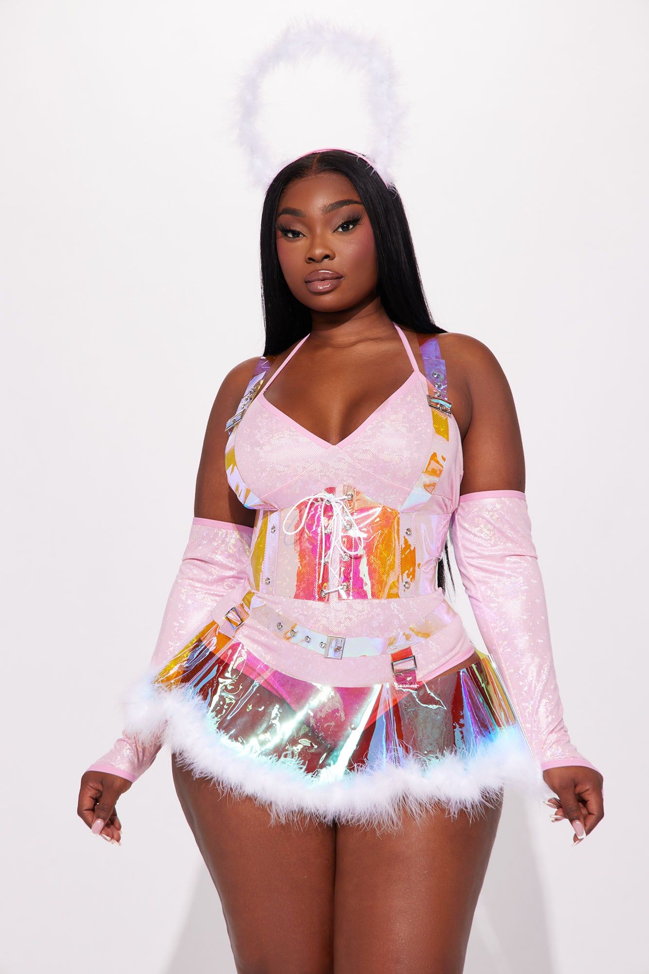 Feel The Bass Rave Angel 5 Piece Costume Set - Pink/combo sold by Fashion Nova product image thumbnail 7
